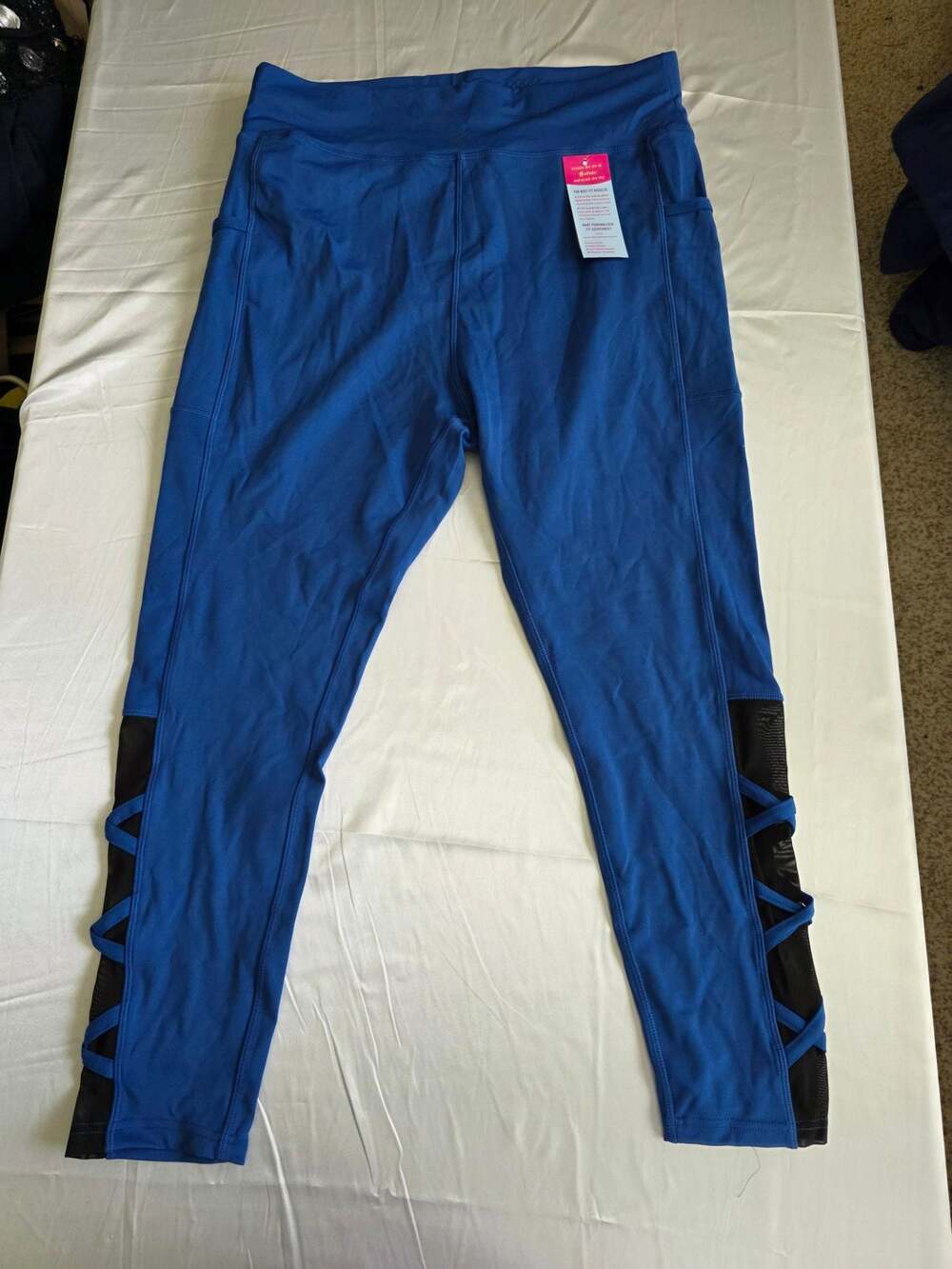 NWT POP Fit Blue Interlaced Mesh Leggings With Side Pockets 3XL